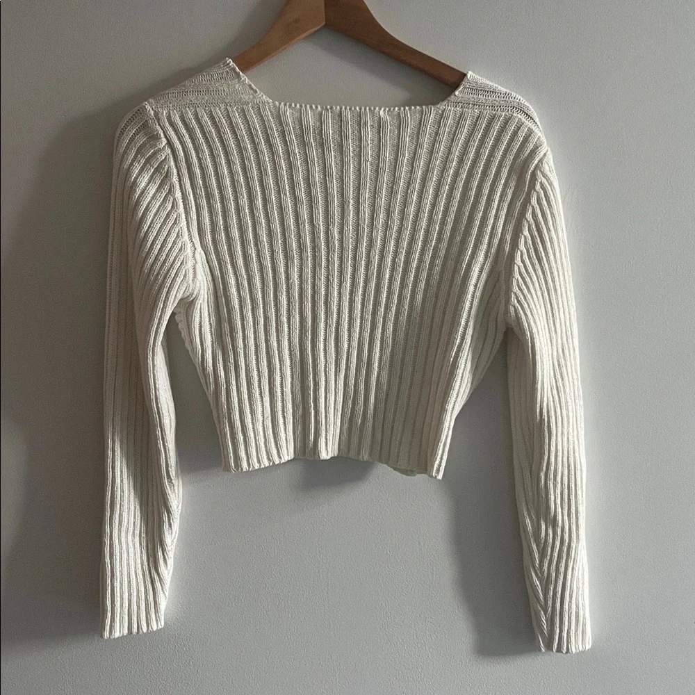 ELISA CAVALETTI ribbed white cotton blend knit cardigan - Picture 6 of 6
